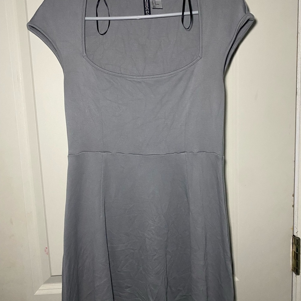 H&M Blue A-Line Mini Dress with Cap Sleeves